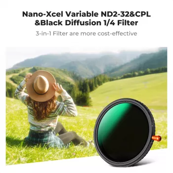 K&F Concept 82 mm 3-in-1 hybridný filter Fader ND2-32 + CPL + Black Diffusion 1/4 (KF01.2928V2)