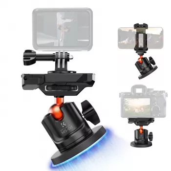 KF 3D guľová magnetická držiaková hlava pre GoPro smartfón kameru so závitom 1/4 palca KF31.156 čierna