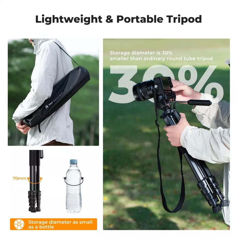 K&F Concept kompaktný fotografický stojan pre DSLR a smartfón čierny