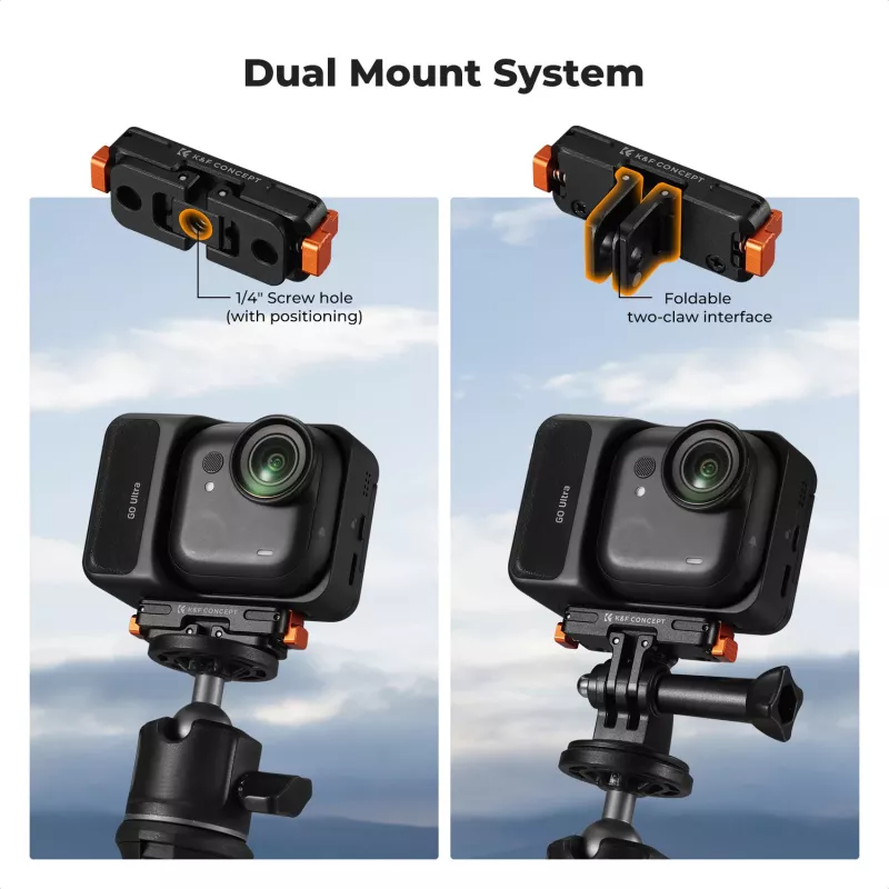 KF magnetický quick release držiak pre GoPro a skrutku 1/4 palca, pre Insta360 Go Ultra, čierny