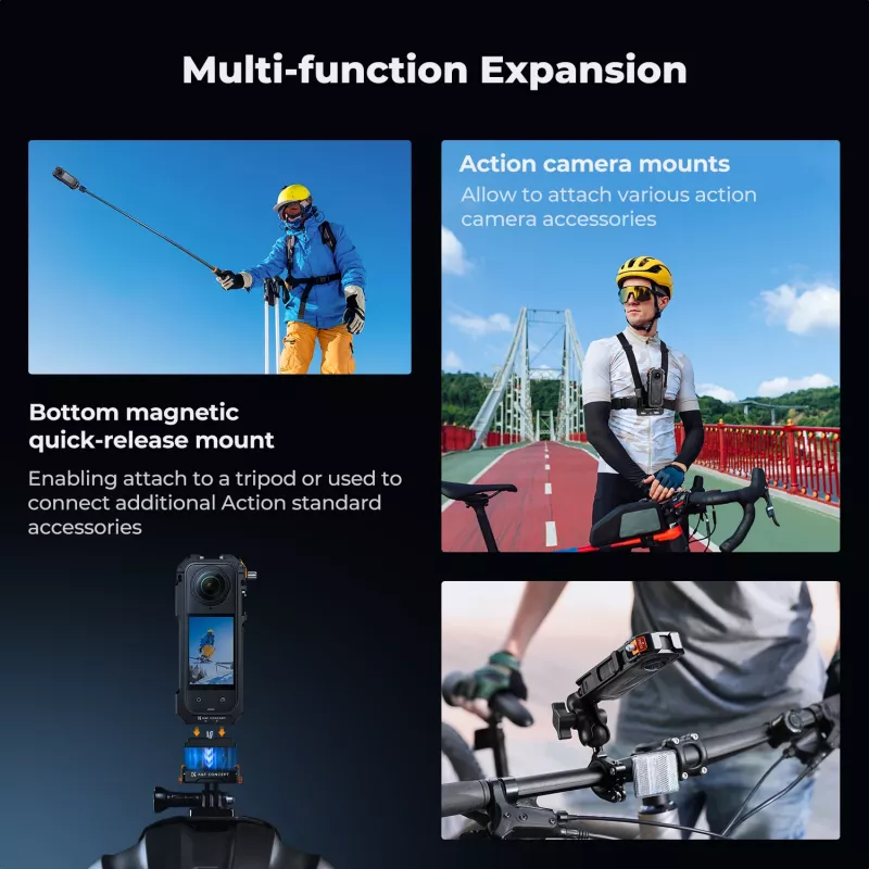 KF ochranný rám Mount Cage s 2x závitom 1/4 palca-20 a držiakom GoPro pre Insta360 X5 / Kf31.182