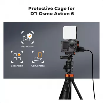 KF rámový držiak camera cage pre DJI Osmo Action 6, kov, čierny, KF12.0026
