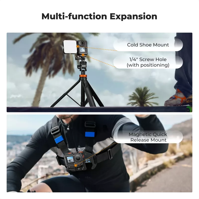 KF rámový držiak camera cage pre DJI Osmo Action 6, kov, čierny, KF12.0026