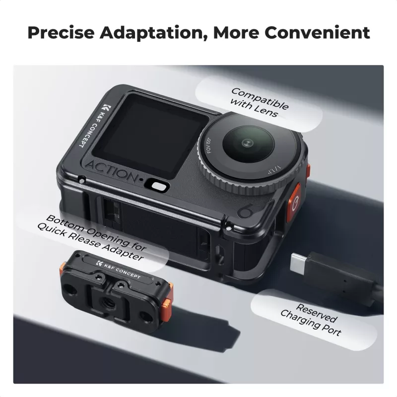 KF rámový držiak camera cage pre DJI Osmo Action 6, kov, čierny, KF12.0026