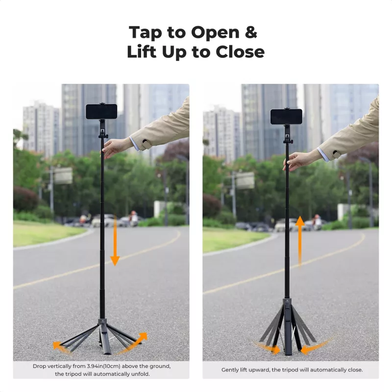 K&F Concept X97-C selfie tyč statív 180 cm s magnetickým držiakom MagSafe a Bluetooth diaľkovým spúšťačom (čierny)