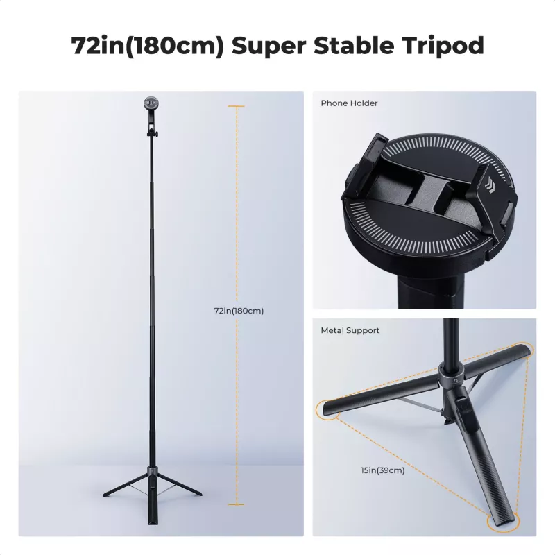 K&F Concept X97-C selfie tyč statív 180 cm s magnetickým držiakom MagSafe a Bluetooth diaľkovým spúšťačom (čierny)