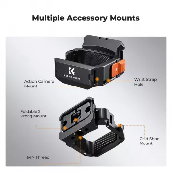 KF Mount Adapter ochranný rám pre DJI Osmo Pocket 3 / 4 s držiakom GoPro a závitom statívu 1/4 palca - čierny