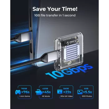 Orico TC20-M2-10G M.2 NVMe USB-C 3.2 SSD puzdro - transparentné