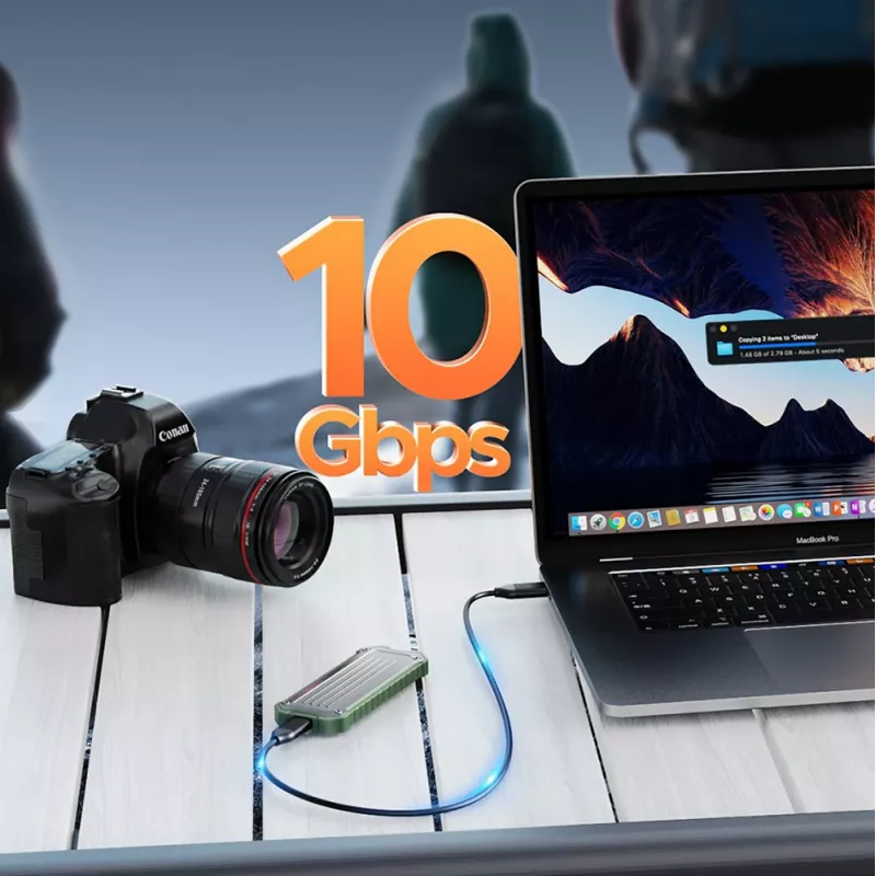ORICO OTPX-G2 M.2 NVMe/SATA SSD USB-C 3.2 Tactical Enclosure - sivozelená