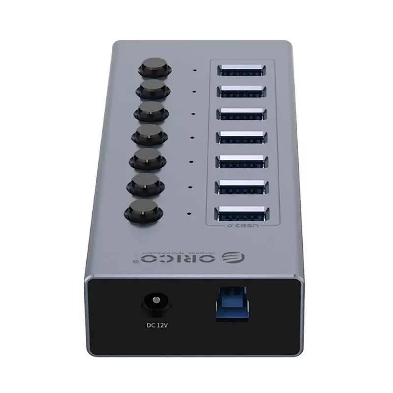 ORICO BT2U3-7AB 7-portový USB 3.0 hub s jednotlivými vypínačmi - sivý