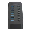 ORICO CT2U3-7AB USB 3.0 hub so 7 USB-A portami a jednotlivými vypínačmi - čierny