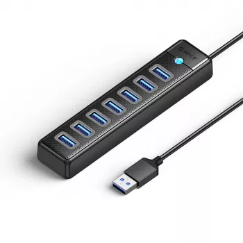 ORICO PW7U-U3 7-portový USB 3.0 hub s USB-C napájaním, 1m kábel, čierny