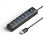 ORICO PW7U-U3 7-portový USB 3.0 hub s USB-C napájaním, 1m kábel, čierny