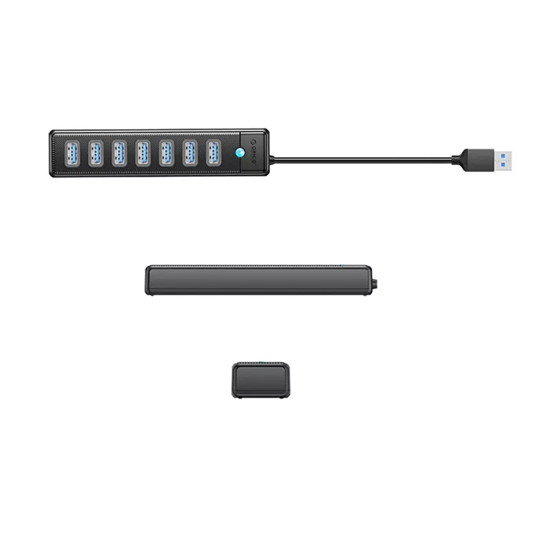 ORICO PW7U-U3 7-portový USB 3.0 hub s USB-C napájaním, 1m kábel, čierny