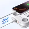 ORICO AP3 20W GaN predlžovací kábel 5-in-1 2x AC + 2x USB-A + 1x USB-C - biely