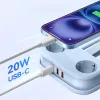 ORICO AP3 20W GaN predlžovací kábel 5-in-1, 2x AC + 2x USB-A + 1x USB-C, modrý