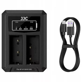 JJC duálna USB-C nabíjačka pre 2x Fujifilm NP-W126 / NP-W126S batéria DCH-W126TC