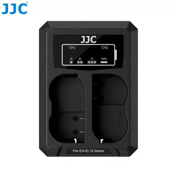 JJC duálna USB nabíjačka pre 2x Nikon EN-EL15 EN-EL15a EN-EL15b EN-EL15c batérie