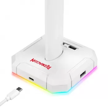 Redragon Scepter PRO HA300-W stojan na herný headset s RGB osvetlením, biely