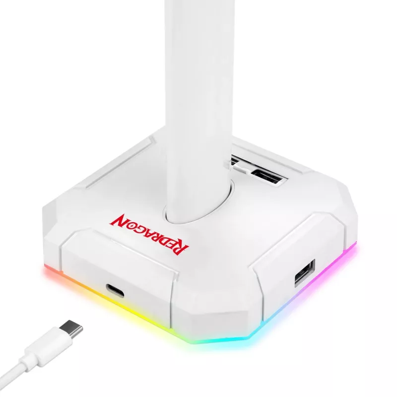 Redragon Scepter PRO HA300-W stojan na herný headset s RGB osvetlením, biely