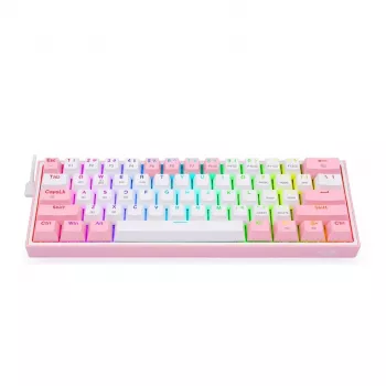 Redragon Fizz Pro K616 60% tri-módová mechanická herná klávesnica, biela/ružová, RGB, hot-swappable, 1600mAh