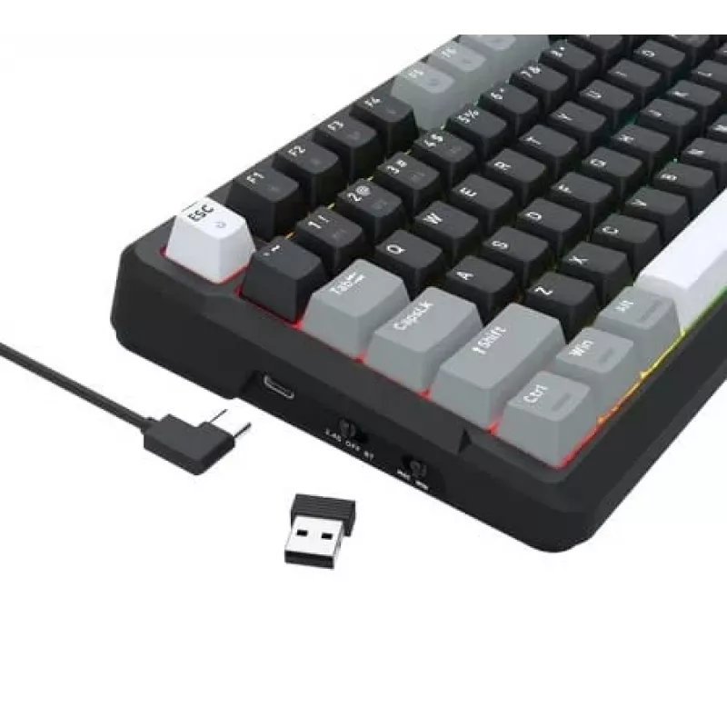 Redragon ARLOKKS QMK K742 75% Tri-Mode mechanická klávesnica, Hot-Swappable, Gasket Mount, RGB, čierna