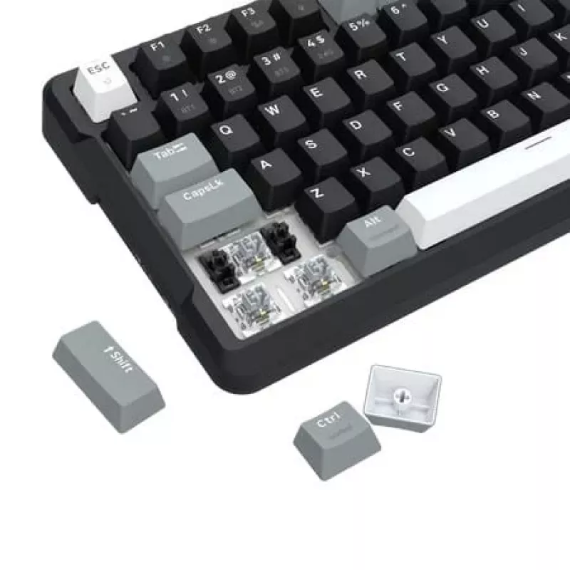 Redragon ARLOKKS QMK K742 75% Tri-Mode mechanická klávesnica, Hot-Swappable, Gasket Mount, RGB, čierna