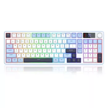 Redragon ARIA PRO K527WBL-PRO 75% Tri-Mode RGB mechanická klávesnica (biela/sivá s modrými akcentmi)
