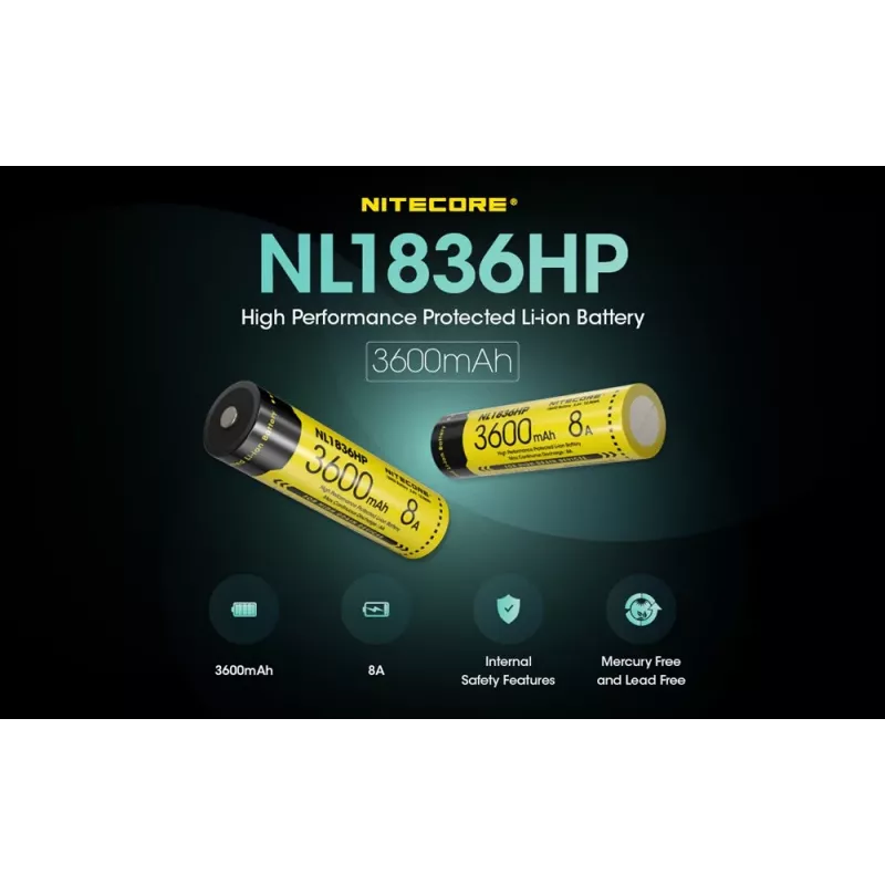 Nitecore NL1836HP 3600mAh 18650 Li-ion batéria Button Top