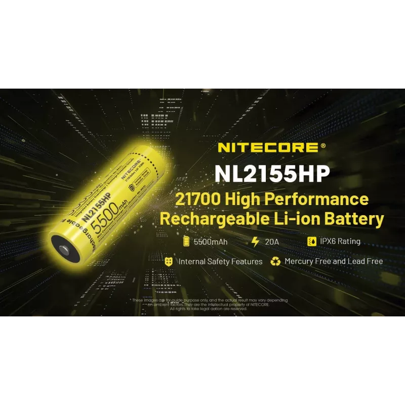 Nitecore NL2155HP 21700 Li-ion batéria 5500mAh 3.6V Button Top Protected