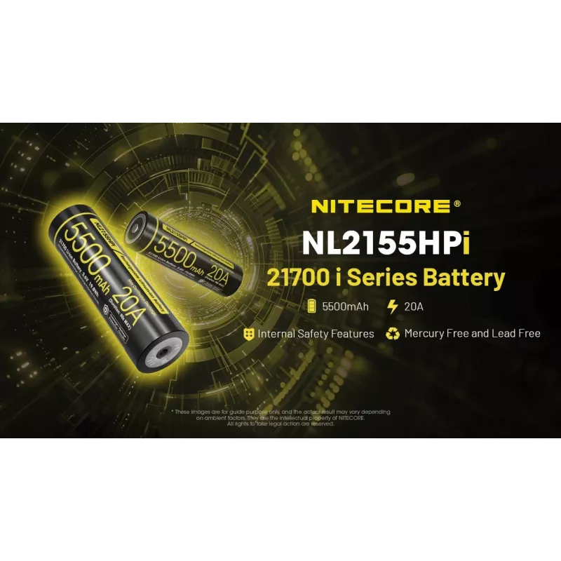 Nitecore 21700 Li-ion batéria 5500mAh 20A 3,6V Button Top