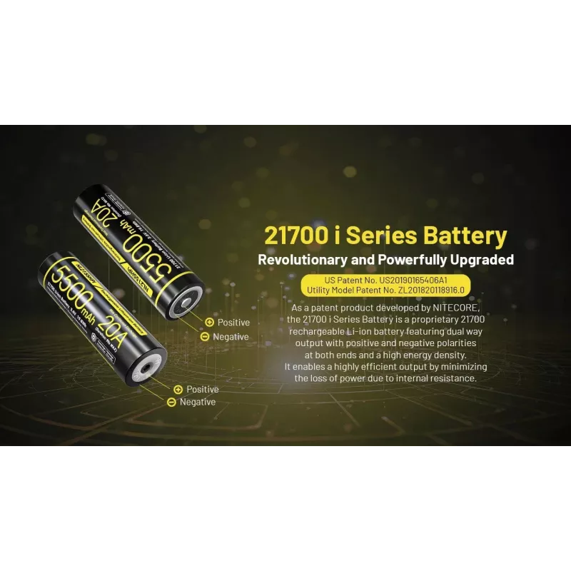 Nitecore 21700 Li-ion batéria 5500mAh 20A 3,6V Button Top