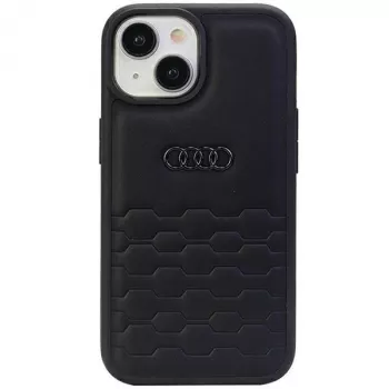 Audi GT syntetická koža tvrdé puzdro pre iPhone 15 Plus / 14 Plus 6,7 palca - čierna
