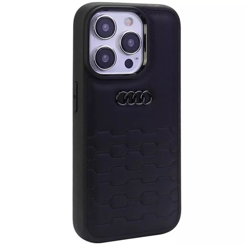 Audi GT syntetická koža tvrdé puzdro pre Apple iPhone 15 Pro Max 6,7 palca čierna
