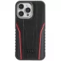 Audi pravá koža MagSafe iPhone 15 Pro Max 6,7 čierno-červené tvrdé puzdro AU-TPUPCMIP15PM-R8/D3-RD