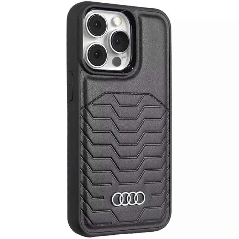 Audi syntetická koža MagSafe tvrdé puzdro pre iPhone 13 Pro Max 6,7 čierna