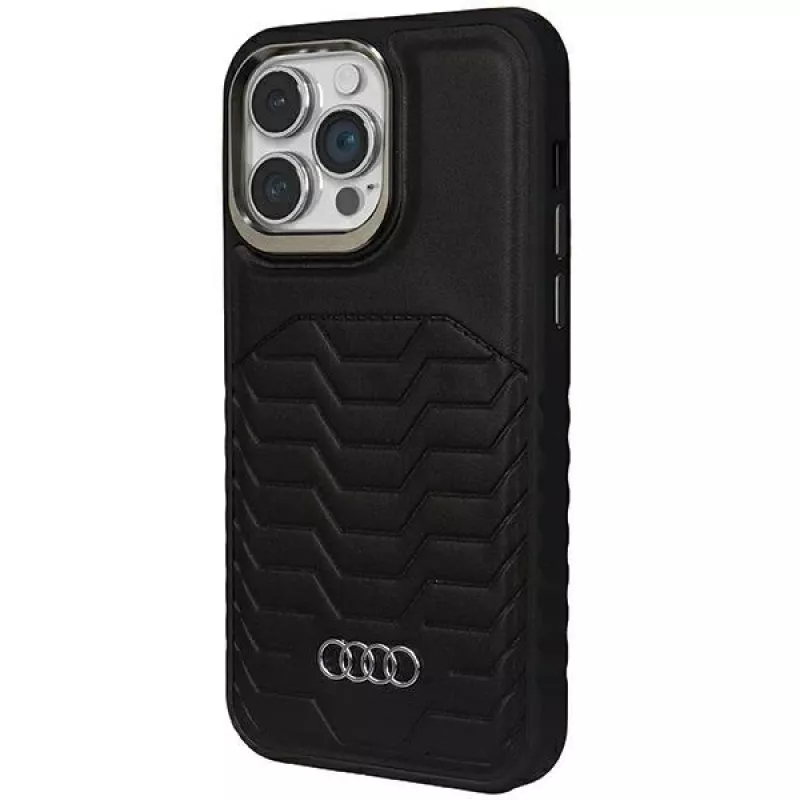 Audi syntetická koža MagSafe tvrdé puzdro pre iPhone 14 Pro 6,1 palca čierna
