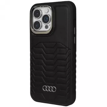 Audi syntetická koža MagSafe tvrdé puzdro pre Apple iPhone 14 Pro Max 6,7 palca čierna