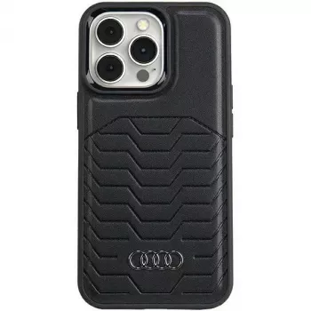 Audi syntetická koža MagSafe iPhone 15 Pro 6,1 tvrdé puzdro čierna