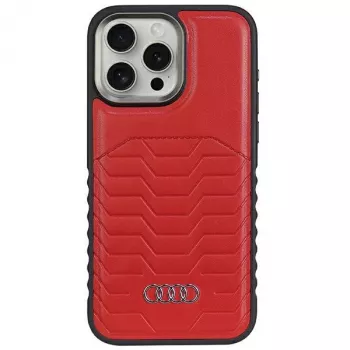 Audi syntetická koža MagSafe iPhone 14 Pro 6,1 červené tvrdé puzdro AU-TPUPCMIP14P-GT/D3-RD