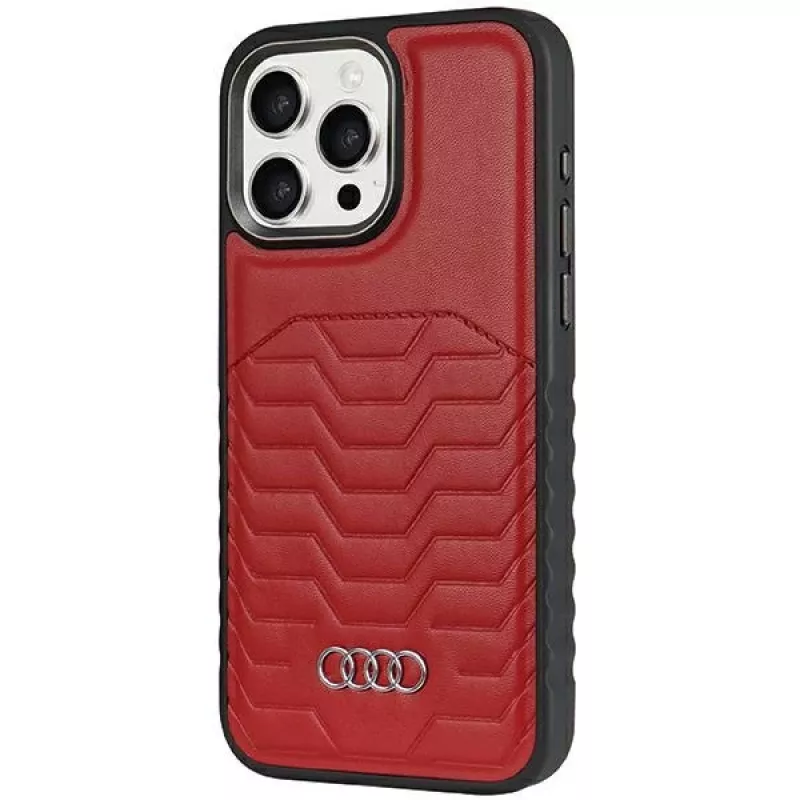 Audi syntetická koža MagSafe iPhone 14 Pro 6,1 červené tvrdé puzdro AU-TPUPCMIP14P-GT/D3-RD