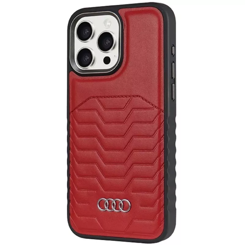 Audi syntetická koža MagSafe tvrdé puzdro pre iPhone 14 Pro Max 6,7 - červená