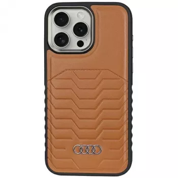 Audi syntetická koža MagSafe iPhone 14 Pro 6,1 hnedé tvrdé puzdro AU-TPUPCMIP14P-GT/D3-BN
