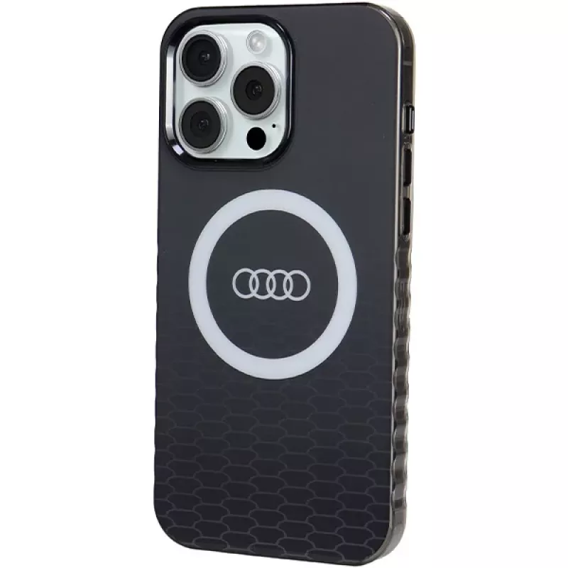 Audi IML Big Logo MagSafe puzdro pre iPhone 15 Pro Max 6,7 palca čierne tvrdé puzdro