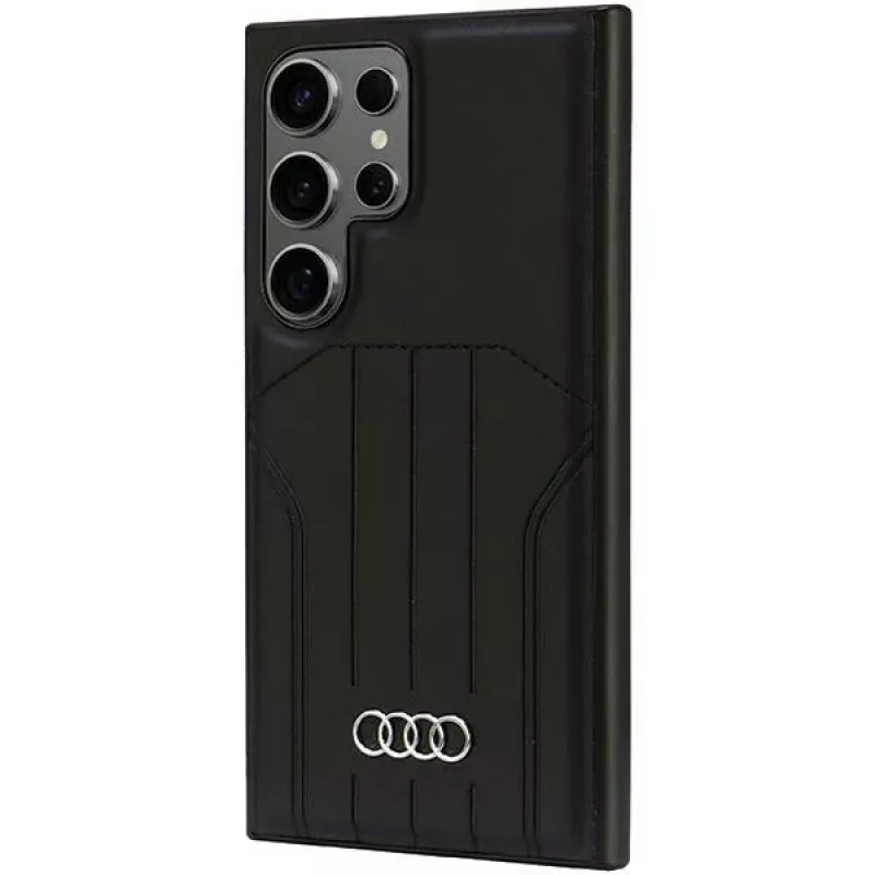 AUDI syntetická koža MagSafe pevné puzdro pre Samsung Galaxy S24 Ultra, čierne