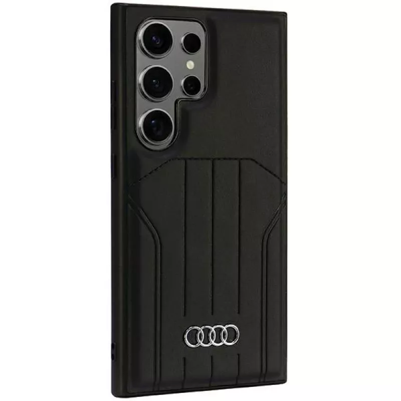 AUDI syntetická koža MagSafe pevné puzdro pre Samsung Galaxy S24 Ultra, čierne