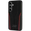 Audi pravá koža MagSafe pevné puzdro pre Samsung Galaxy S24 (S921) - čierne/červené