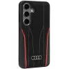 Audi pravá koža MagSafe pevné puzdro pre Samsung Galaxy S24 (S921) - čierne/červené