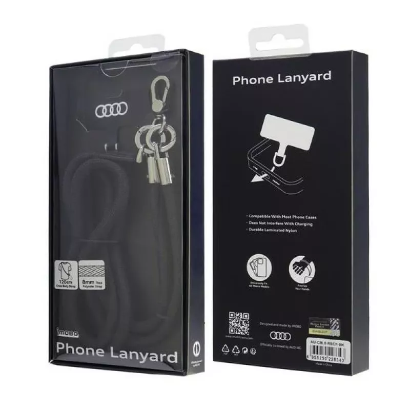 Audi univerzálne pútko na telefón 120 cm 6 mm crossbody čierne AU-CBL8-R8/D1-BK