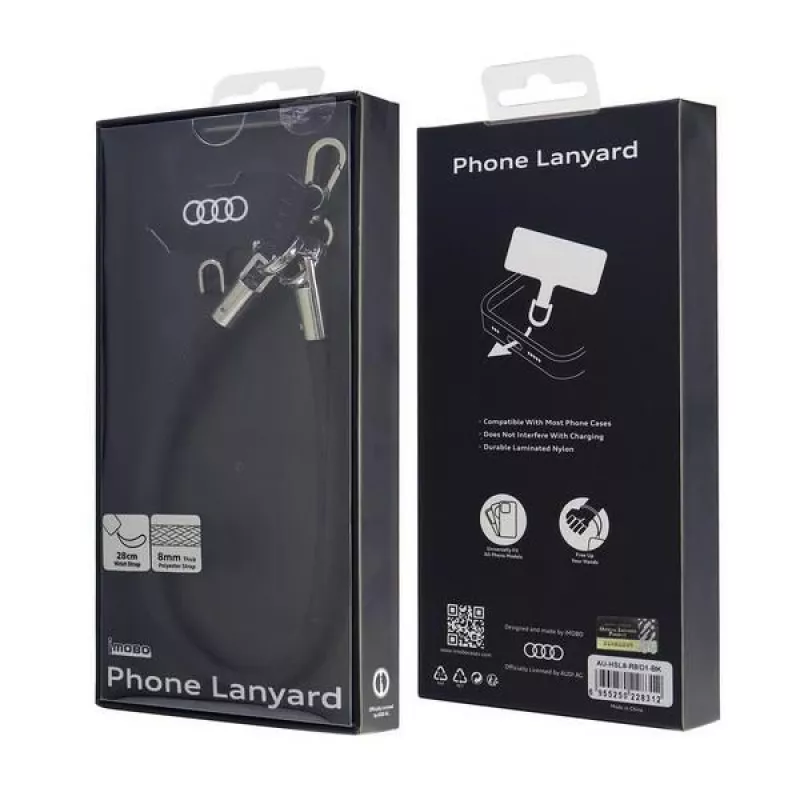 Audi univerzálne pútko na telefón 28 cm 8 mm čierne AU-HSL8-R8/D1-BK